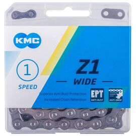 Цепь велосипедная KMC Z1 Wide EPT 1/2"х1/8" 1ск. 112 звеньев, с замком, в пластиковой коробке, 5-303730, изображение  - НаВелосипеде.рф