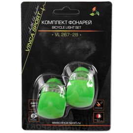 Комплект передних декоративных фонарей Vinca Sport, зеленый, VL 267-2B green, изображение  - НаВелосипеде.рф