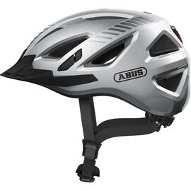 Велошлем ABUS URBAN-I 3.0 с LED фонариком, регулировка размера, 17 отв, серебро, 05-0086875, изображение  - НаВелосипеде.рф