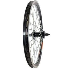 Колесо заднее TRIX 20", обод алюминиевый, двойной, 36H, фрезерованный, 406х19,4/25х21,4мм, черный, D23-20-black-14387, изображение  - НаВелосипеде.рф