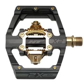 Педали велосипедные HT X2SX Stealth, черно-золотой, X2SXXX1J01K1X1, изображение  - НаВелосипеде.рф