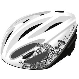 Велошлем подростковый Vinca sport, белый с черным, VSH 13 flora, Вариант УТ-00035372: Размер: L (58-61 см), изображение  - НаВелосипеде.рф