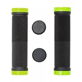 Грипсы велосипедные Vinca Sport с  зажимами,129мм, черные с зелёным, H-G 119 black/light green, изображение  - НаВелосипеде.рф