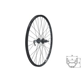 Колесо велосипедное заднее KELLY'S KLS DRAFT DSC, 27.5", двойной обод 32Н, 8-10 скоростей, с эксцентриком, черное, изображение  - НаВелосипеде.рф
