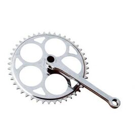Система шатунов велосипедная, 1скорость, сталь, 1/2х1/8. 48 зуб, шатун 175мм, клинья, серебряный, 00-170010, изображение  - НаВелосипеде.рф