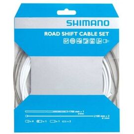 Трос+оплетка переключателя SHIMANO SP41, оплетка 1700мм белая, трос 1.2X2100мм с PTFE 2штуки Y60098012, изображение  - НаВелосипеде.рф