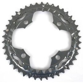 Звезда передняя для велосипеда Shimano Deore FC-M590-10, 42T AE серебристого цвета Y1MZ98020, изображение  - НаВелосипеде.рф