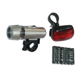 Комплект фонарь+фара SUNTEK, 3 режима, серебристые, батарейки, SH-203A103, изображение  - НаВелосипеде.рф