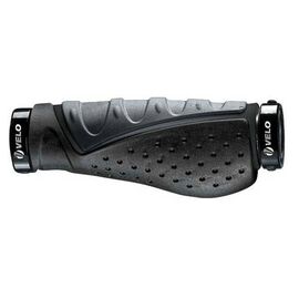 Грипсы велосипедные VELO VLG-869-AD3, анатомические, пластик/Kraton/гель, с заглушками, 140мм, VLG-869-AD3, изображение  - НаВелосипеде.рф