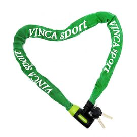 Велосипедный замок Vinca Sport, цепь, на ключ, тканевая-оболочка, 6 х 1000мм, зеленый, VS 101.759 green, изображение  - НаВелосипеде.рф