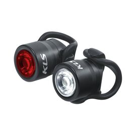 Комплект освещения KELLYS IO, по 1 светодиоду, цвет черный, батарейки в комлекте, 92897, изображение  - НаВелосипеде.рф