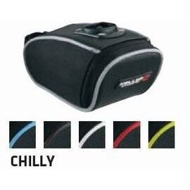 Велосумка под седло KELLYS CHILLY, объем 0.5л, быстросъёмное крепление, чёрная с голубой полоской, Saddle bag CHILLY, изображение  - НаВелосипеде.рф