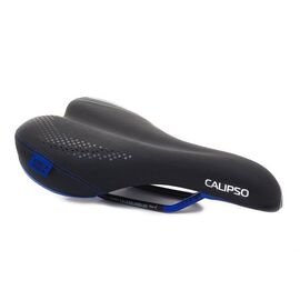 Седло велосипедное Vinca Sport, спорт, 258х172 мм, черное с синим, VS 04 calipco black/blue, изображение  - НаВелосипеде.рф