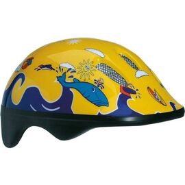 Велошлем детский BELLELLI, желто-синий с дельфинами, Вариант УТ-00017201: Размер: М (52-57 см), изображение  - НаВелосипеде.рф