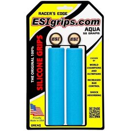 Грипсы велосипедные ESI Racer's Edge, 130 мм, силикон, голубой, GREAQ, изображение  - НаВелосипеде.рф
