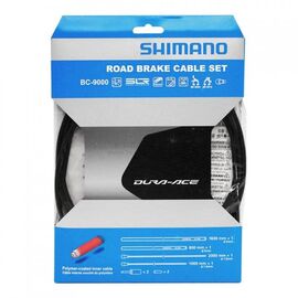 Трос+оплетка тормозные SHIMANO для BC-9000, полимерное покрытие,2 штуки, черного цвета Y8YZ98010, изображение  - НаВелосипеде.рф