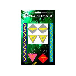 Набор световозвращающий Светлячок "Амазонка": 2 браслета для рук, 4 наклейки, 2 брелока, в уп., FFF00002, изображение  - НаВелосипеде.рф