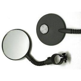 Зеркало велосипедное TBS CL-129, 3", круглое на гибкой ножке с белым катафотом, CL-129, изображение  - НаВелосипеде.рф