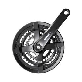 Система шатунов велосипедная SHIMANO FC-TY501, 170мм, 48/38/28T, под квадрат, с защитой, с болтом, AFCTY501C888CLB, изображение  - НаВелосипеде.рф