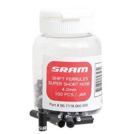 Наконечник рубашки для переключения SRAM 4mm Super-Short Nose черные, 100 штук  00.7118.000.000, изображение  - НаВелосипеде.рф