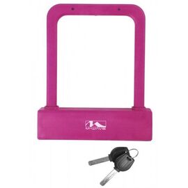 Велосипедный замок M-WAVE U-lock, на ключ, 175 х 205 мм 8гран прут. 16мм, силиконовый розовый, 5-231098, изображение  - НаВелосипеде.рф