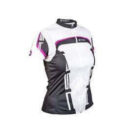 Велофутболка AUTHOR Lady Sport 15A, женская, бело-черно-розовая с молнией, 8-7063010, изображение  - НаВелосипеде.рф