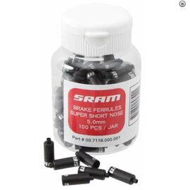 Наконечник тормозной рубашки  SRAM 5 мм  Super-Short Nose, 100 штук, черные, 00.7118.000.001, изображение  - НаВелосипеде.рф