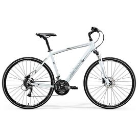 Городской велосипед Merida Crossway 40-D 28" 2018, Вариант УТ-00059278: Рама: L 55 cm (Рост: 175 - 180 cm), Цвет: бело-серебристо-черный, изображение  - НаВелосипеде.рф