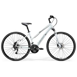 Городской женский велосипед Merida Crossway 40-D Lady 28" 2018, Вариант УТ-00059279: Рама: M 50 cm (Рост: 165 - 170 cm), Цвет: бело-серебристо-черный, изображение  - НаВелосипеде.рф