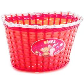Велокорзина Vinca Sport, детская, на руль, красная, P05 Bear and Hare, изображение  - НаВелосипеде.рф