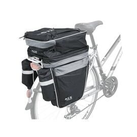 Велосумка на багажник KELLYS TRIAL, объем 45л, чёрно-серая, молнии YKK, Rear pannier bag KLS, изображение  - НаВелосипеде.рф