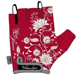 Велоперчатки детские Vinca Sport, красные, VG 959 magic flowers, Вариант УТ-00059533: Размер: 3XS, изображение  - НаВелосипеде.рф