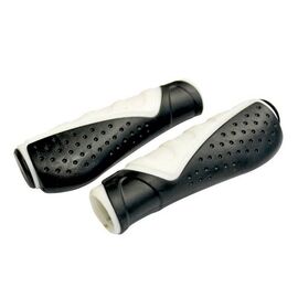 Ручки на руль CLARKS, резиновые, эргономичные, двухкомпонентные, 130мм, черно-белые, блистер, 3-461, изображение  - НаВелосипеде.рф