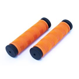 Ручки на руль С127 CLARKS, резиновые, антискользящая поверхность, 130мм, оранжево-черные, 3-462, изображение  - НаВелосипеде.рф