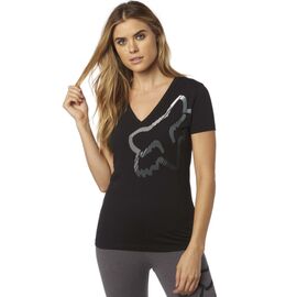 Велофутболка женская Fox Perfor Vneck SS Tee, черный 2017, 18551-001-L, Вариант УТ-00071964: Размер: L, изображение  - НаВелосипеде.рф