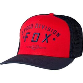 Велобейсболка подростковая Fox Youth Speed Division Flexfit, темно-красный, 19793-208-OS, изображение  - НаВелосипеде.рф