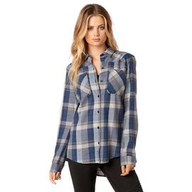 Велорубашка женская Fox Flown Flannel, синий 2018, 19653-157-S, Вариант УТ-00071168: Размер: S, изображение  - НаВелосипеде.рф