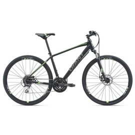 Городской велосипед Giant Roam 3 Disc 28" 2018, Вариант УТ-00073760: Рама: L (Рост: 175 - 180 cm), Цвет: матовый черный/ярко-зеленый, изображение  - НаВелосипеде.рф