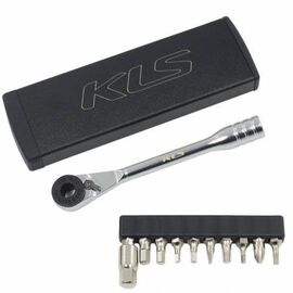 Ключ-трещотка KELLYS MATE чёрный с 11 битами: шестигранники 2/2,5/3/4/5/6/8, T25/T10, Philips, шлицевая, NKE18070, изображение  - НаВелосипеде.рф