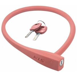 Велосипедный замок KELLYS (KLS) Sunny тросовый, на ключ, силиконовое покрытие, пастельно-розовый, 4.5 х 600 мм, NKE18758, изображение  - НаВелосипеде.рф