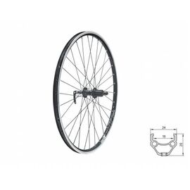 Колесо велосипедное заднее KLS DRAFT, 26", двойной обод 32Н, 8-10 скоростей, с эксцентриком, серебристое, изображение  - НаВелосипеде.рф
