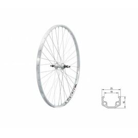 Колесо велосипедное заднее KLS EVENT, 28", одинарный обод 622х19, 36Н, под 7 скоростей, на гайках, серебристое, изображение  - НаВелосипеде.рф