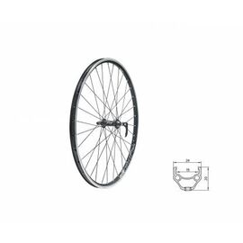 Колесо велосипедное переднее KLS DRAFT, 26", двойной обод CNC, 32Н, с эксцентриком, черное, изображение  - НаВелосипеде.рф