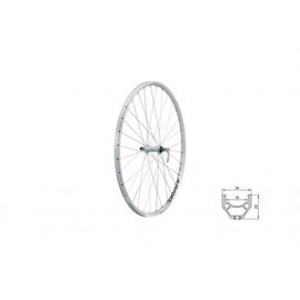 Колесо велосипедное переднее KLS DRAFT, 28/29", двойной обод 32Н, с эксцентриком, серебристое, изображение  - НаВелосипеде.рф