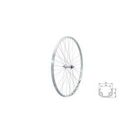 Колесо велосипедное переднее KLS EVENT, 28", одинарный обод 622х19, 36Н, на гайках, серебристое, изображение  - НаВелосипеде.рф