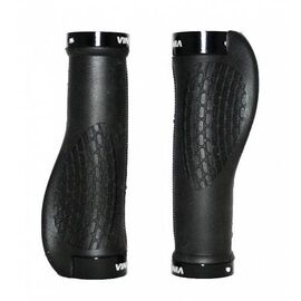 Грипсы велосипедные Vinca Sport, 22*130 мм, эргономичные, черные, с серыми зажимами, H-G 120 black/grey, изображение  - НаВелосипеде.рф