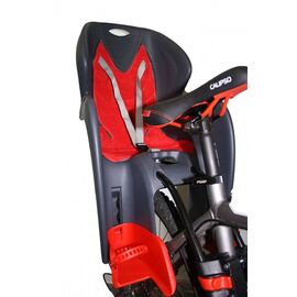 Детское велокреслo Vinca Sport, на раму, серое с красной накладкой, до 22 кг, Италия, изображение  - НаВелосипеде.рф