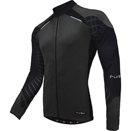 Велофутболка Funkier J-799-L Black, M, с длиным рукавом, с молнией, черно-неоновая, 12-511, изображение  - НаВелосипеде.рф