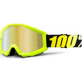 Веломаски 100% Strata Neon Yellow / Mirror Gold Lens, 50410-004-02, изображение  - НаВелосипеде.рф