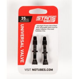 Ниппель бескамерный Stans NoTubes универсальный PRESTA Alu, 35мм, черный, пара, AS0149, изображение  - НаВелосипеде.рф